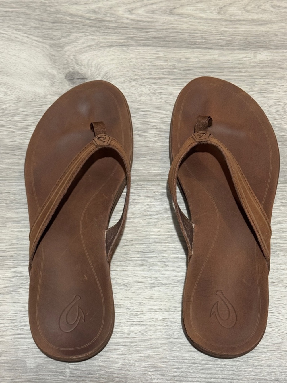 Women's Olukai Brown Suede Flip Flops